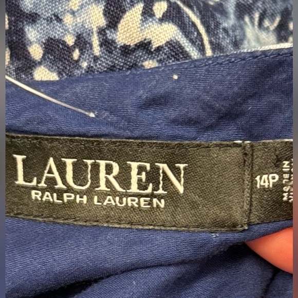 NWT Lauren Ralph Lauren Blue Patchwork-Print Linen Sleeveless Dress‎ Size 14 - Picture 6 of 13